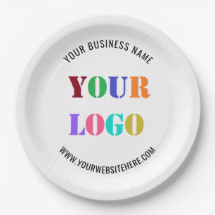 Custom Logo and Text Business Paper Plates