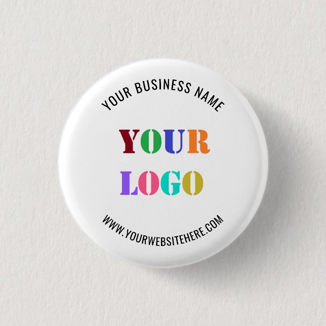Custom Logo and Text Business Promotional Button (Front)
