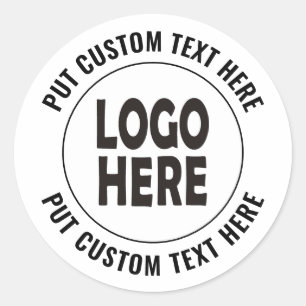 Custom logo and text business promotional classic round sticker