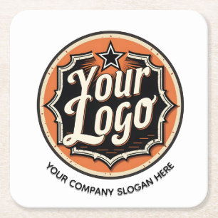 Custom Logo and Text Business Square Paper Coaster