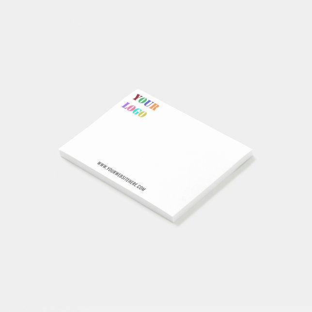 Custom Logo and Text Business Sticky Notes Example (Angled)