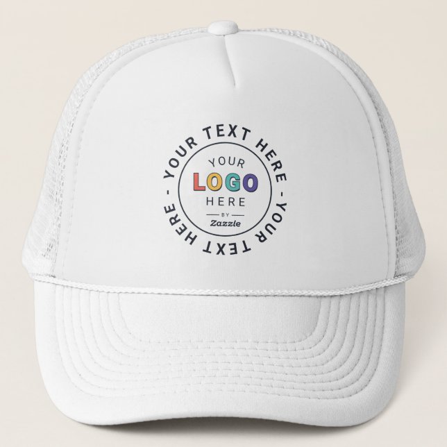 Custom Logo and Text Business Trucker Hat (Front)