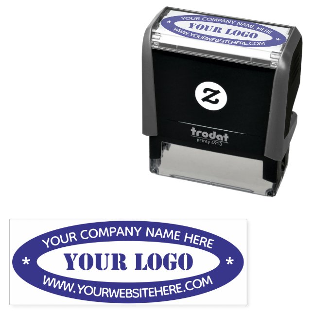 Custom Logo and Text Colour Oval Self-inking Stamp (In Situ)