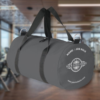 Custom Logo and Text Grey Gym Duffle Bag