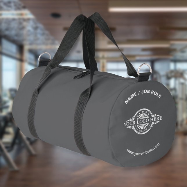 Custom Logo and Text Grey Gym Duffle Bag (Creator Uploaded)