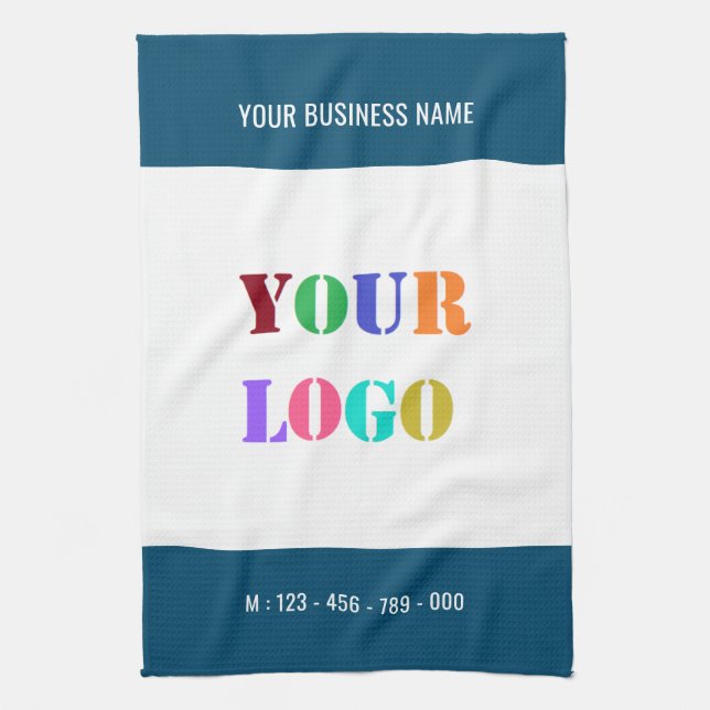 Custom Logo and Text Kitchen Towel - Your Colours (Vertical)