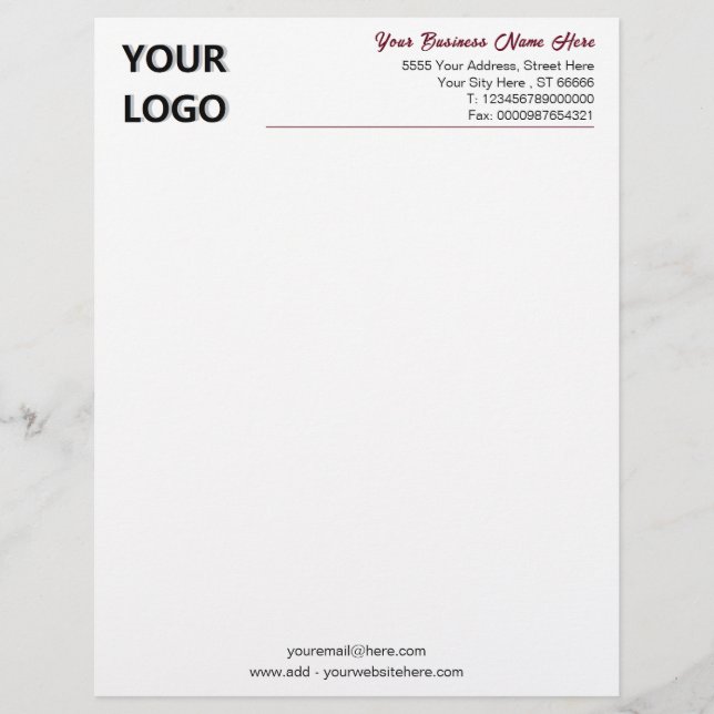 Custom Logo and Text Letterhead Choose Colours Fon (Front)