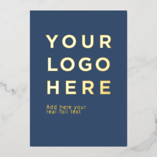 Custom logo and text modern foil invitation card