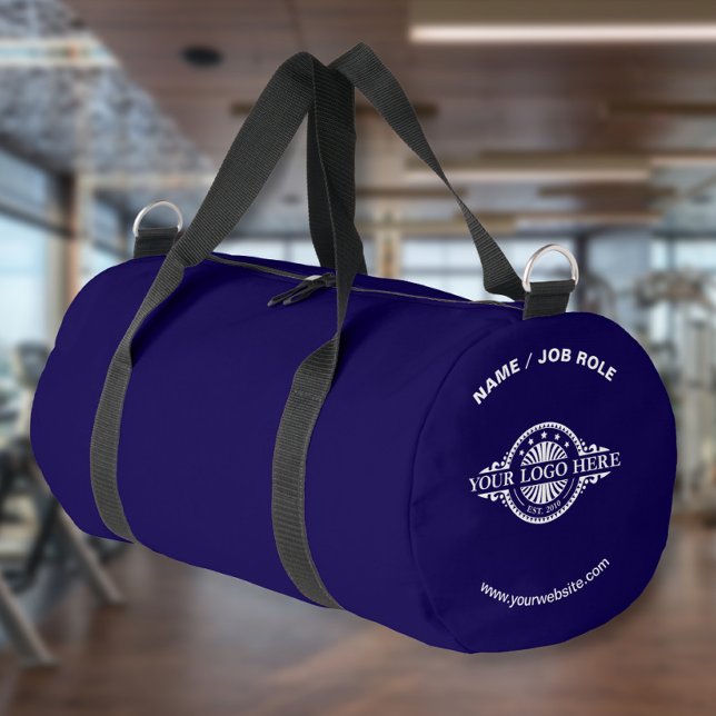 Custom Logo and Text Navy Gym Duffle Bag (Creator Uploaded)