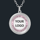 Custom Logo and Text Necklace Gift - Your Colours<br><div class="desc">Custom Colours and Font - Your Logo or Photo Name Website or Custom Text Promotional Business or Personal Modern Stamp Design Necklace / Gift - Add Your Logo - Image - Photo or QR Code / Name - Company / Website or other Information / text - Resize and move or...</div>