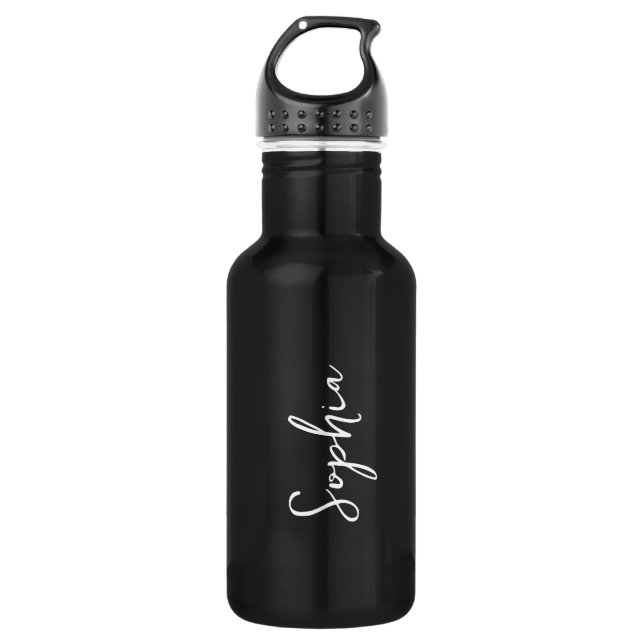 Custom Logo and Text on Black 532 Ml Water Bottle (Front)