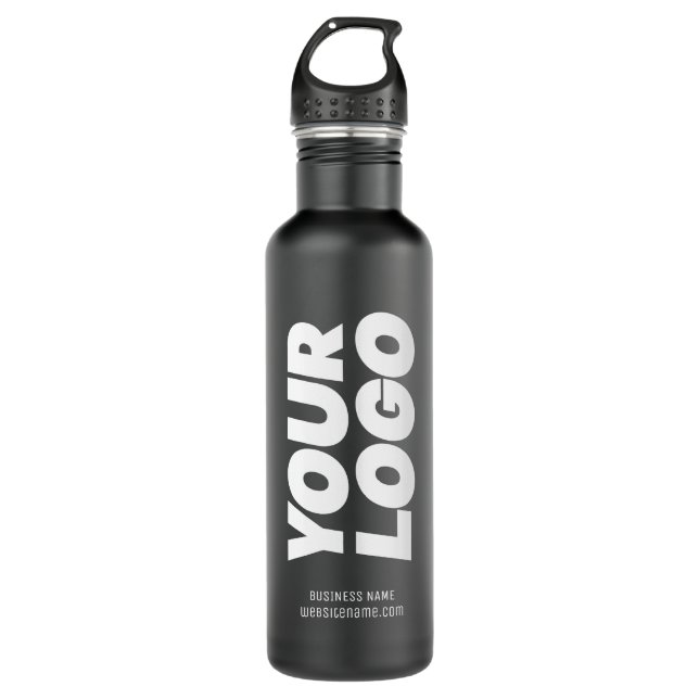Custom Logo and Text on Black 710 Ml Water Bottle (Front)
