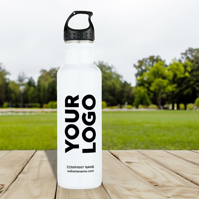 Custom Logo and Text on White 710 Ml Water Bottle (Custom Logo and Text on White Stainless Steel Water Bottle, in situ)