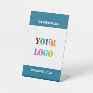 Custom Logo and Text Pedestal Sign - Your Colours