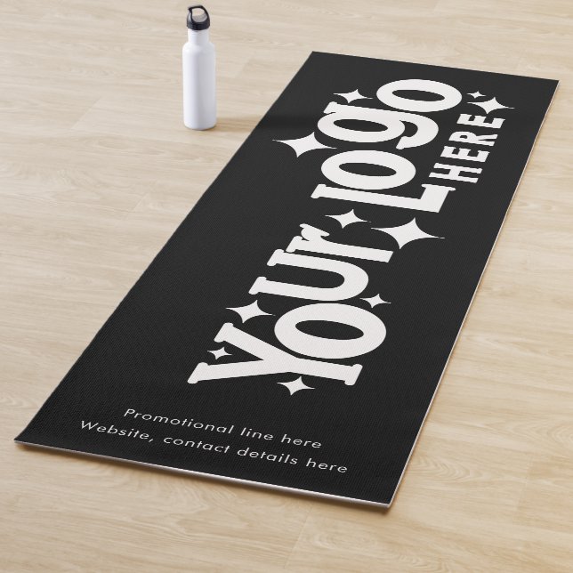 Custom Logo and Text Promotional Black White Retro Yoga Mat (In Situ)