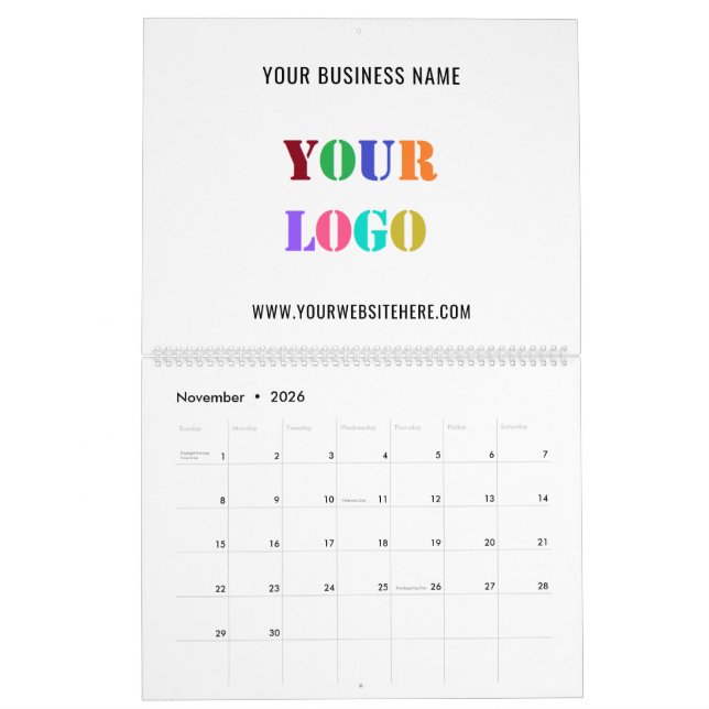 Custom Logo and Text Promotional Business Calendar (Nov 2026)