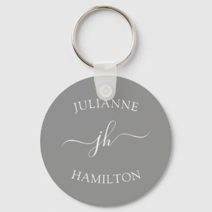 Custom Logo and Text Promotional Gray Key Ring