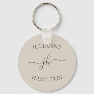 Custom Logo and Text Promotional Tan Key Ring