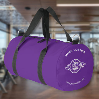 Custom Logo and Text Purple Gym Duffle Bag