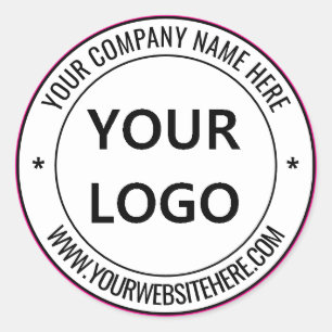 Custom Logo and Text Round Sticker Choose Colours