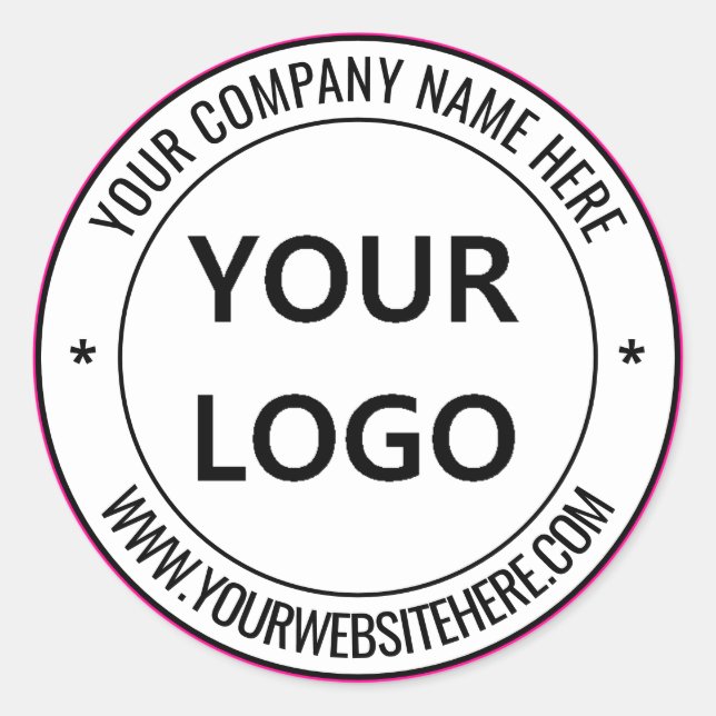 Custom Logo and Text Round Sticker Choose Colours (Front)