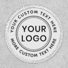 Custom logo and text round white or any colour
