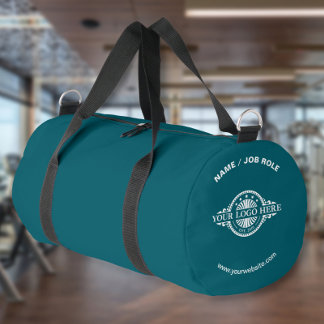 Custom Logo and Text Teal Gym Duffle Bag