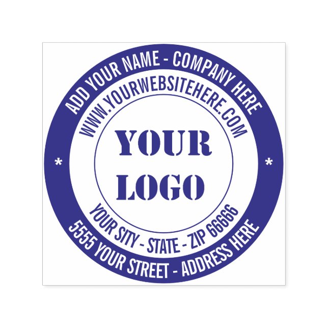 Custom Logo and Text Your Address Round Stamp (Design)