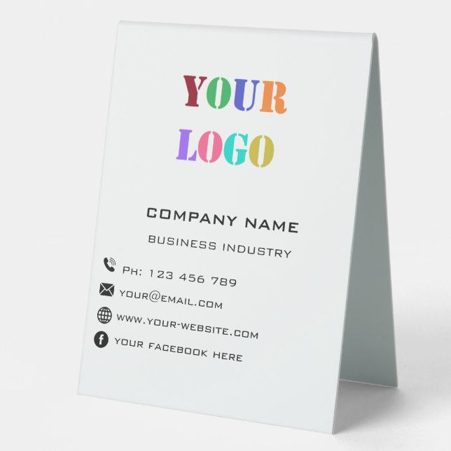 Custom Logo and Text Your Business Table Tent Sign (Front)