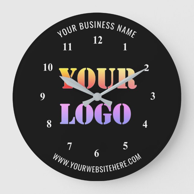 Custom Logo and Text Your Business Wall Clock (Front)