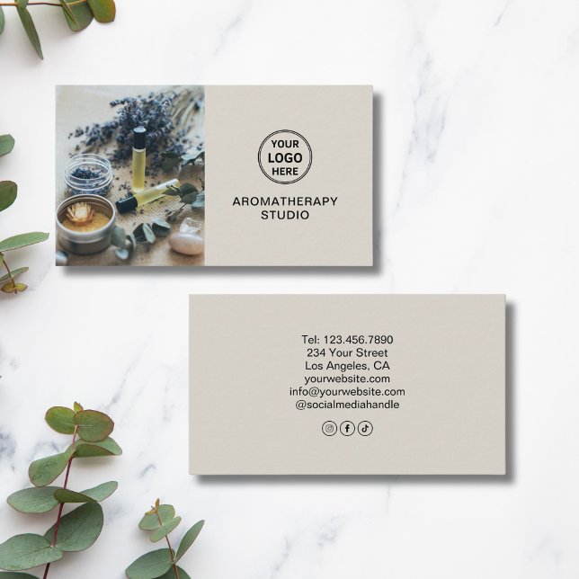 Custom Logo Aromatherapy Spa Professional Business Card (Custom Logo Aromatherapy Spa Professional Business Card)