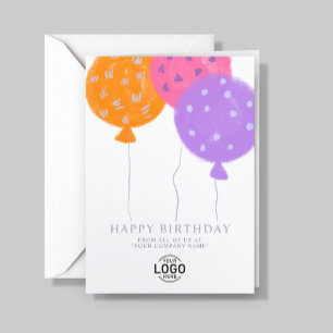 Custom Logo Balloons White Business Birthday Card