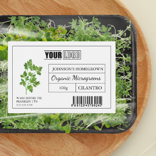 Custom Logo & Barcode Cilantro Microgreens Food Label