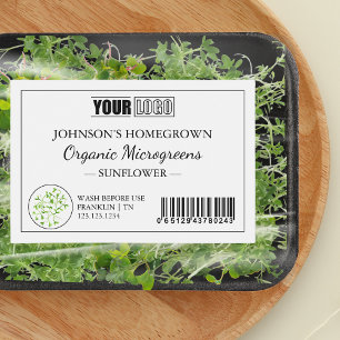 Custom Logo & Barcode Fresh Organic Microgreens Food Label