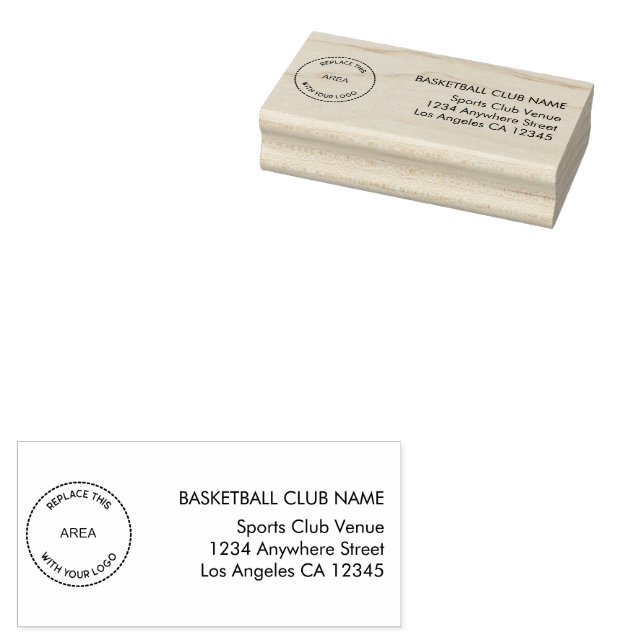 Custom Logo Basketball Club Return Name Address Rubber Stamp (Stamped)