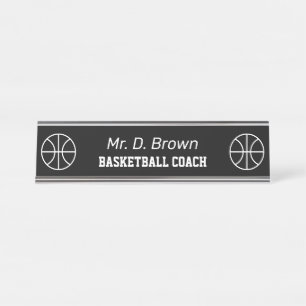Custom logo basketball high school sports coach desk name plate