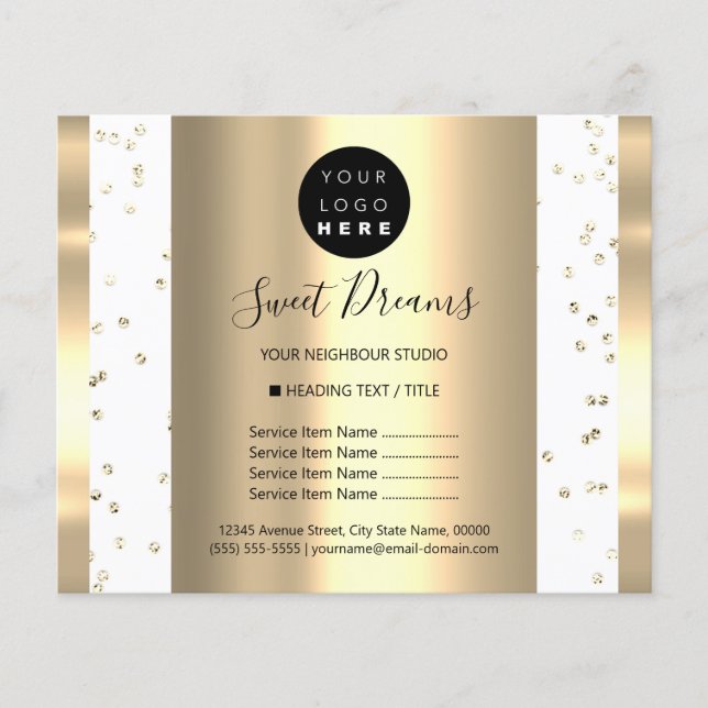 Custom Logo Beauty Makeup Price List White Flyer (Front)