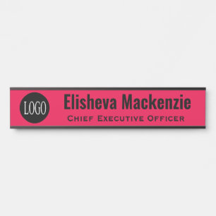 Custom Logo Berry Red Office Door Name Plate Sign 