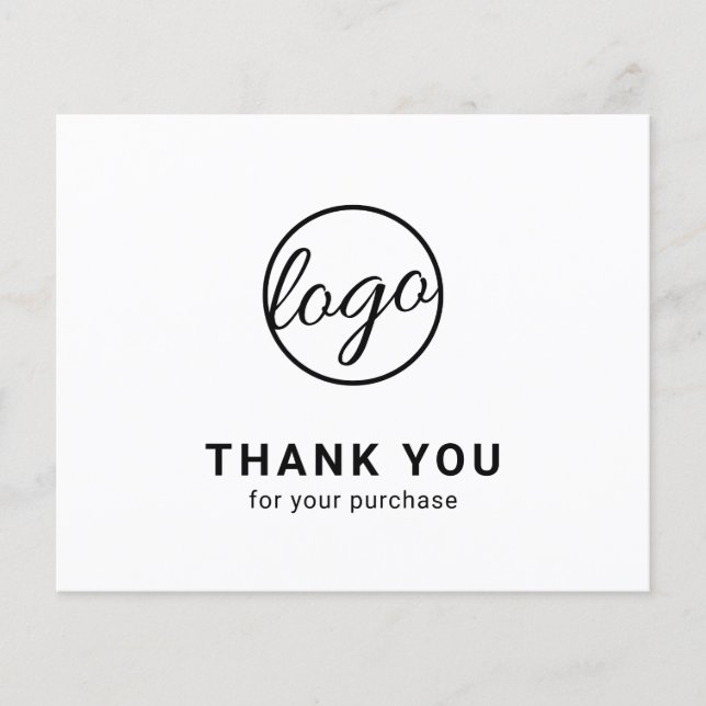 Custom Logo Black and White Budget Thank You Card (Front)