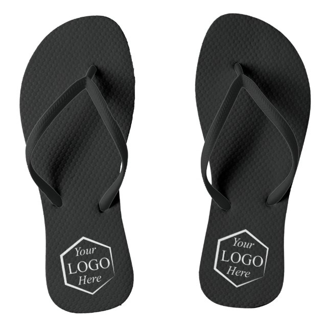 Custom Logo Black Business Employee Company Staff Flip Flops (Footbed)