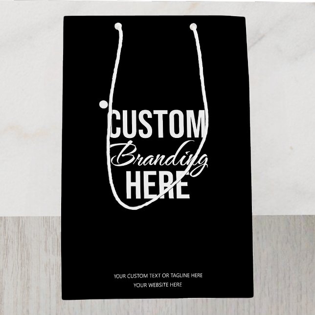 Custom Logo Black Business Gift Bag (custom business gift bag logo)