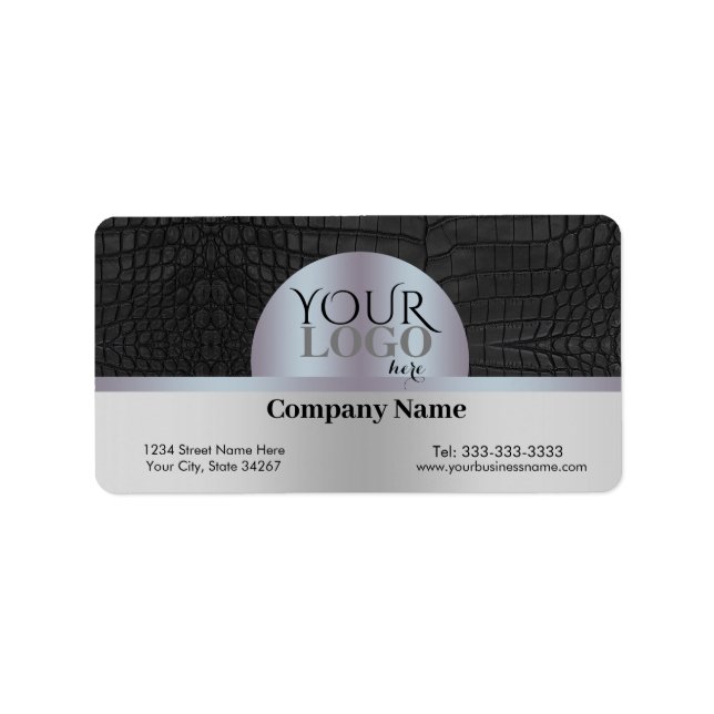 Custom Logo Black Crocodile Leather Print Label (Front)