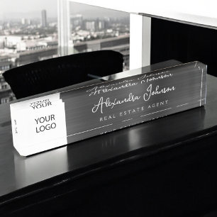 Custom Logo Black Elegant Professional Nameplate