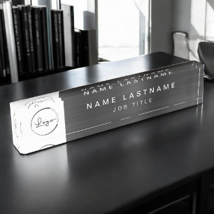 Custom Logo Black Metallic Professional Nameplate