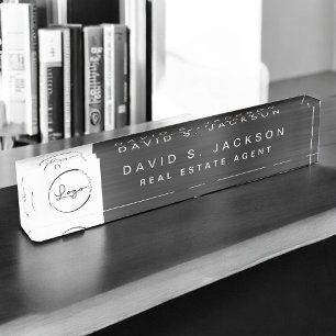 Custom Logo Black Metallic Professional Nameplate