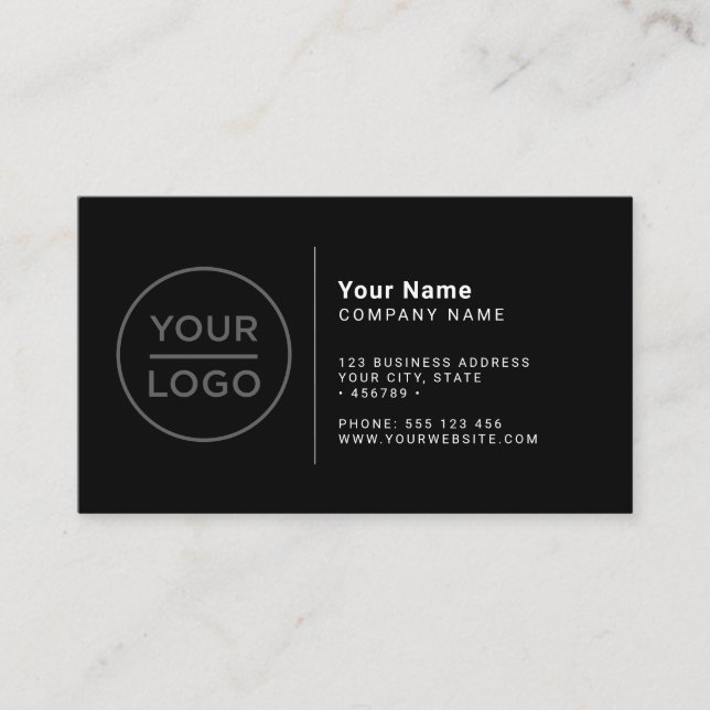 Custom logo black modern minimalist any colour business card (Front)