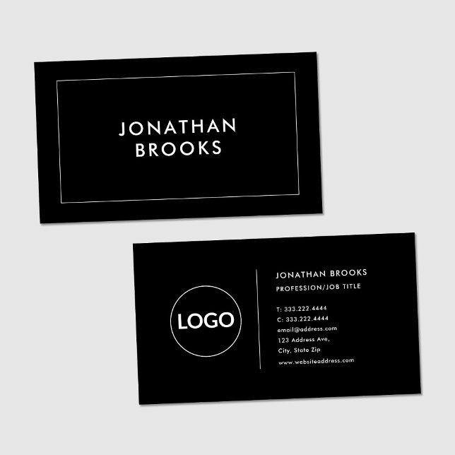 Custom Logo  Black & White Minimalist Modern Business Card (Creator Uploaded)