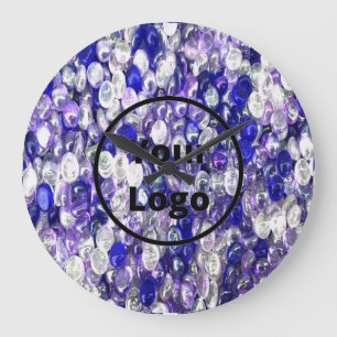 Custom logo blue and clear glass crystal balls large clock