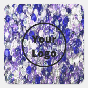 Custom logo blue and clear glass crystal balls square sticker