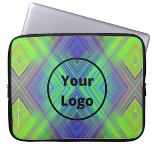 Custom logo blue and green line shapes laptop sleeve